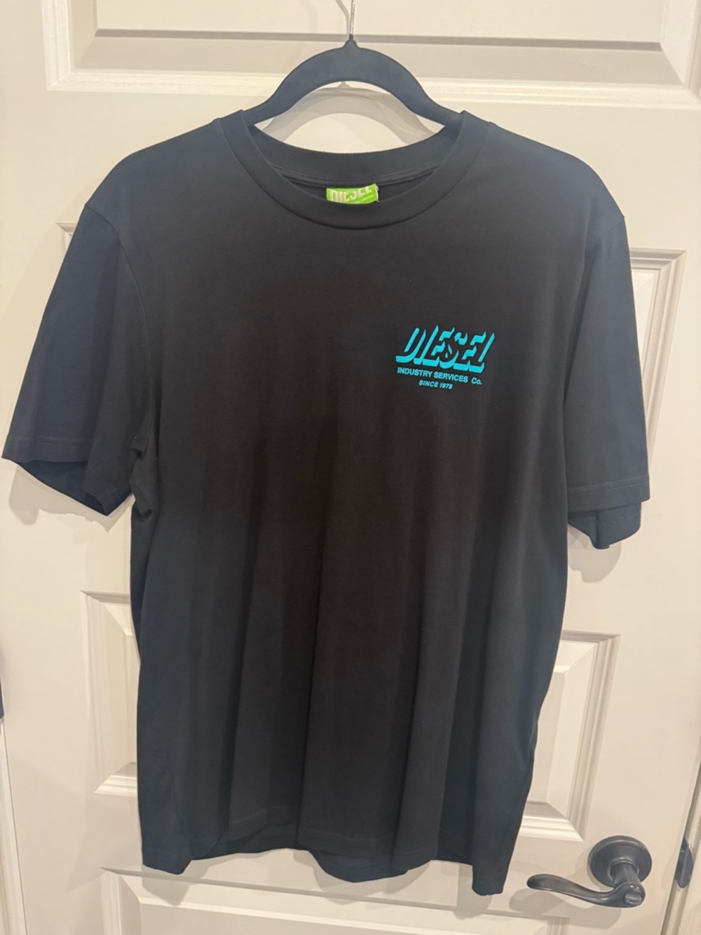 Diesel Black Short-Sleeve Tee with Teal Logo